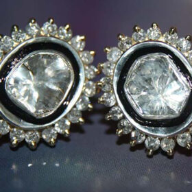 uncut earrings 1.5 Tcw  Rose Cut Diamond 925 Sterling Silver art deco jewelry