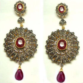 victorian earrings 7.35 Tcw Ruby Rose Cut Diamond 925 Sterling Silver vintage art deco jewelry