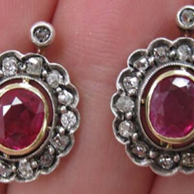 antique earrings 3.2 Tcw Ruby Rose Cut Diamond 925 Sterling Silver antique vintage jewelry