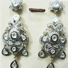 uncut earrings 3.5 Tcw  Rose Cut Diamond 925 Sterling Silver antique jewelry