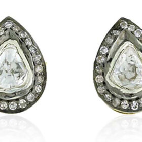 antique earrings 1.2 Tcw  Rose Cut Diamond 925 Sterling Silver vintage style jewelry