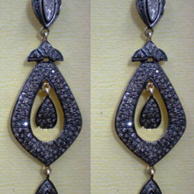 victorian earrings 3.4 Tcw  Rose Cut Diamond 925 Sterling Silver vintage art deco jewelry