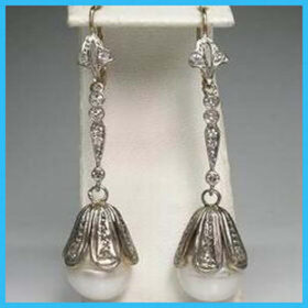 antique earrings 3 Tcw Pearl Rose Cut Diamond 925 Sterling Silver antique vintage jewelry