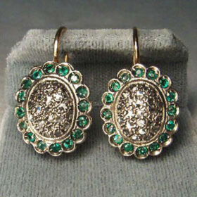 rose cut earrings 3.5 Tcw Emerald Rose Cut Diamond 925 Sterling Silver victorian jewelry