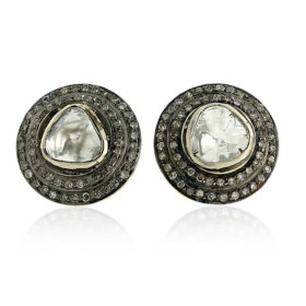 victorian earrings 1.5 Tcw  Rose Cut Diamond 925 Sterling Silver vintage jewelry