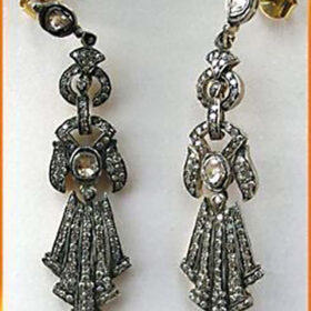 uncut earrings 3.2 Tcw  Rose Cut Diamond 925 Sterling Silver vintage diamond jewelry