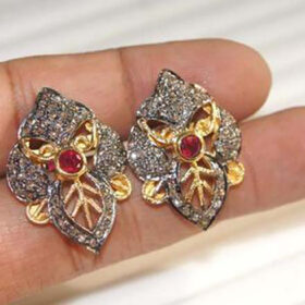 vintage earrings 1.4 Tcw Ruby Rose Cut Diamond 925 Sterling Silver vintage diamond jewelry