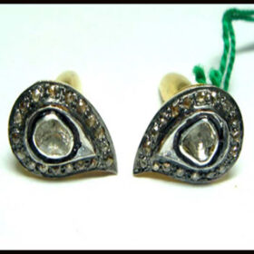 antique earrings 0.95 Tcw  Rose Cut Diamond 925 Sterling Silver vintage style jewelry