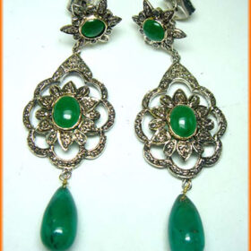 uncut earrings 10.75 Tcw Emerald Rose Cut Diamond 925 Sterling Silver vintage diamond jewelry