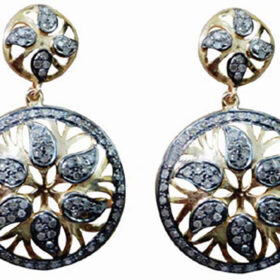 antique earrings 2.8 Tcw  Rose Cut Diamond 925 Sterling Silver victorian jewelry