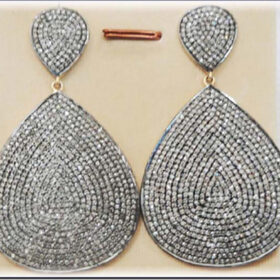 rose cut earrings 5.6 Tcw  Rose Cut Diamond 925 Sterling Silver antique vintage jewelry