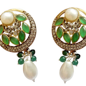 victorian earrings 8.06 Tcw Onyx, Pearl Rose Cut Diamond 925 Sterling Silver vintage jewelry