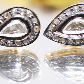 antique earrings 0.75 Tcw  Rose Cut Diamond 925 Sterling Silver vintage style jewelry