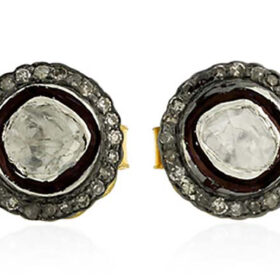 uncut earrings 1.6 Tcw  Rose Cut Diamond 925 Sterling Silver antique jewelry