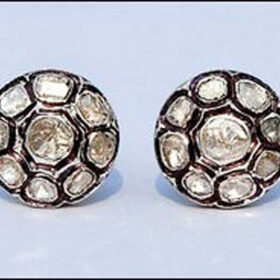vintage earrings 1.8 Tcw  Rose Cut Diamond 925 Sterling Silver vintage diamond jewelry