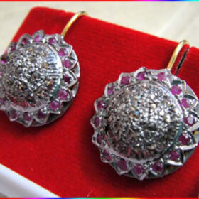 antique earrings 3 Tcw Ruby Rose Cut Diamond 925 Sterling Silver victorian jewelry