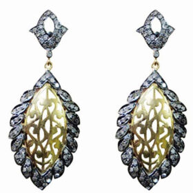polki earrings 3 Tcw  Rose Cut Diamond 925 Sterling Silver vintage jewelry