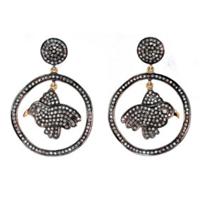 vintage earrings 3.25 Tcw  Rose Cut Diamond 925 Sterling Silver art deco jewelry