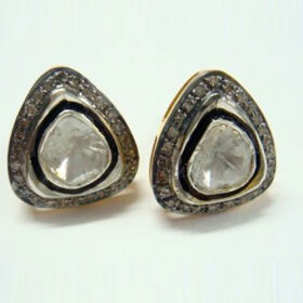 victorian earrings 1.1 Tcw  Rose Cut Diamond 925 Sterling Silver fine antique jewelry