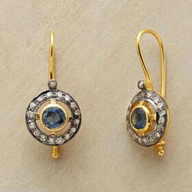 antique earrings 3.58 Tcw Blue Sapphire Rose Cut Diamond 925 Sterling Silver victorian jewelry