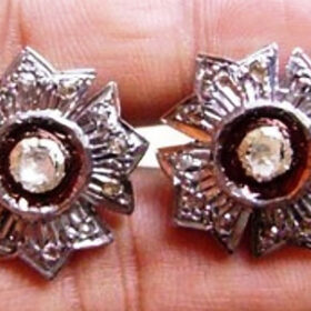 rose cut earrings 0.9 Tcw  Rose Cut Diamond 925 Sterling Silver victorian jewelry