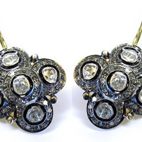 victorian earrings 2.5 Tcw  Rose Cut Diamond 925 Sterling Silver vintage jewelry