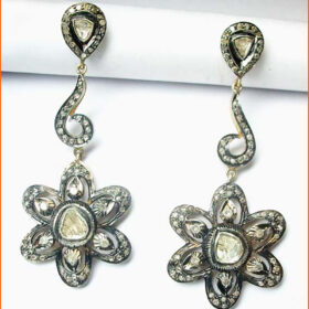 rose cut earrings 3.1 Tcw  Rose Cut Diamond 925 Sterling Silver vintage style jewelry