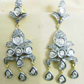 vintage earrings 3.75 Tcw  Rose Cut Diamond 925 Sterling Silver art deco jewelry