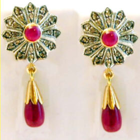 antique earrings 3.5 Tcw Ruby Rose Cut Diamond 925 Sterling Silver victorian jewelry