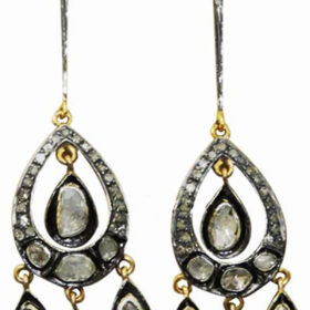 victorian earrings 2.2 Tcw  Rose Cut Diamond 925 Sterling Silver fine antique jewelry