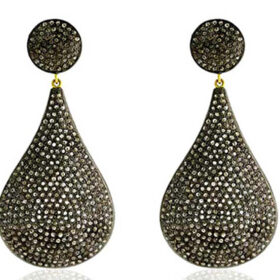 polki earrings 4 Tcw  Rose Cut Diamond 925 Sterling Silver fine antique jewelry