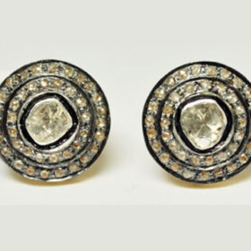 rose cut earrings 1.56 Tcw  Rose Cut Diamond 925 Sterling Silver antique vintage jewelry