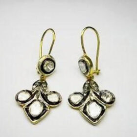 rose cut earrings 0.95 Tcw  Rose Cut Diamond 925 Sterling Silver vintage style jewelry