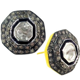 uncut earrings 1.62 Tcw  Rose Cut Diamond 925 Sterling Silver art deco jewelry