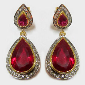 antique earrings 8 Tcw Ruby Rose Cut Diamond 925 Sterling Silver antique vintage jewelry