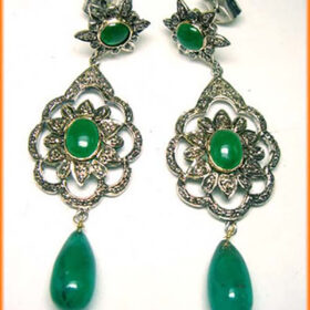 uncut earrings 8.5 Tcw Emerald Rose Cut Diamond 925 Sterling Silver vintage diamond jewelry