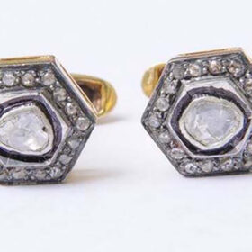 uncut earrings 1.2 Tcw  Rose Cut Diamond 925 Sterling Silver art deco jewelry
