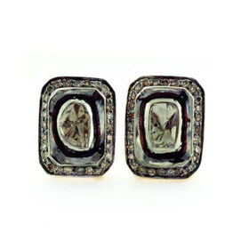 antique earrings 1.15 Tcw  Rose Cut Diamond 925 Sterling Silver antique vintage jewelry