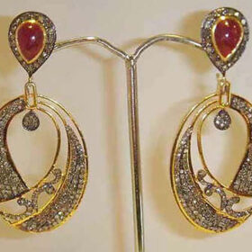 rose cut earrings 5.65 Tcw Ruby Rose Cut Diamond 925 Sterling Silver victorian jewelry