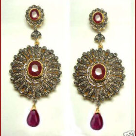 rose cut earrings 6.2 Tcw Ruby Rose Cut Diamond 925 Sterling Silver antique vintage jewelry