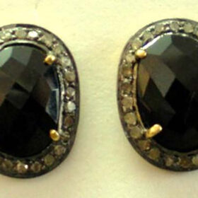 victorian earrings 2.75 Tcw sapphire Rose Cut Diamond 925 Sterling Silver vintage art deco jewelry