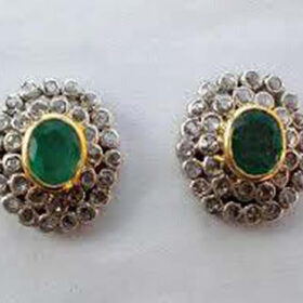 vintage earrings 3 Tcw Emerald Rose Cut Diamond 925 Sterling Silver vintage diamond jewelry