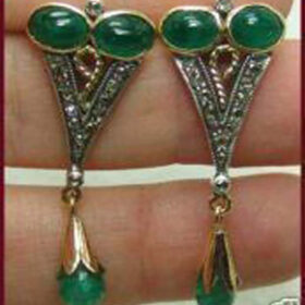 uncut earrings 4 Tcw Emerald Rose Cut Diamond 925 Sterling Silver antique jewelry
