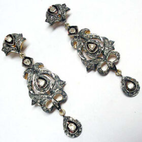 victorian earrings 2.4 Tcw  Rose Cut Diamond 925 Sterling Silver vintage jewelry