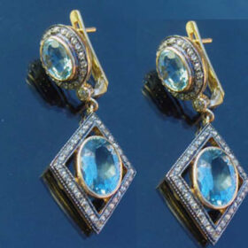 polki earrings 5.5 Tcw Topaz Rose Cut Diamond 925 Sterling Silver vintage art deco jewelry