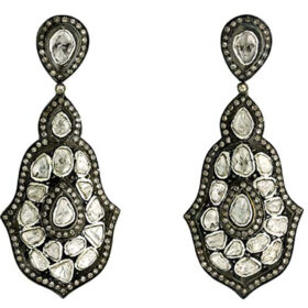 uncut earrings 4.5 Tcw  Rose Cut Diamond 925 Sterling Silver art deco jewelry