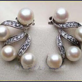 uncut earrings 8.6 Tcw Pearl Rose Cut Diamond 925 Sterling Silver antique jewelry