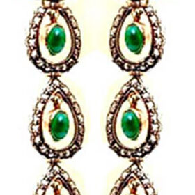 victorian earrings 9.5 Tcw Emerald Rose Cut Diamond 925 Sterling Silver vintage jewelry