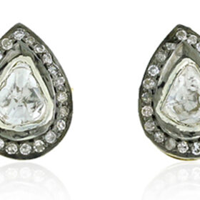 antique earrings 1.38 Tcw  Rose Cut Diamond 925 Sterling Silver antique vintage jewelry