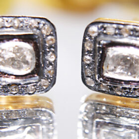 vintage earrings 0.7 Tcw  Rose Cut Diamond 925 Sterling Silver vintage diamond jewelry